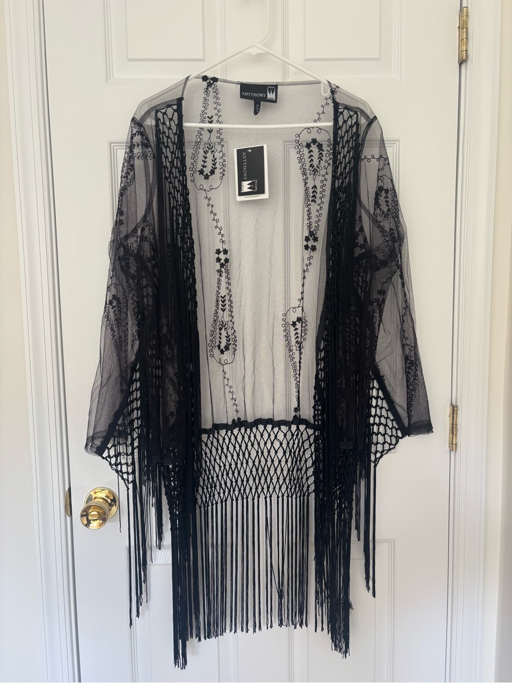 Antthony Black Embroidered Sheer Kimono